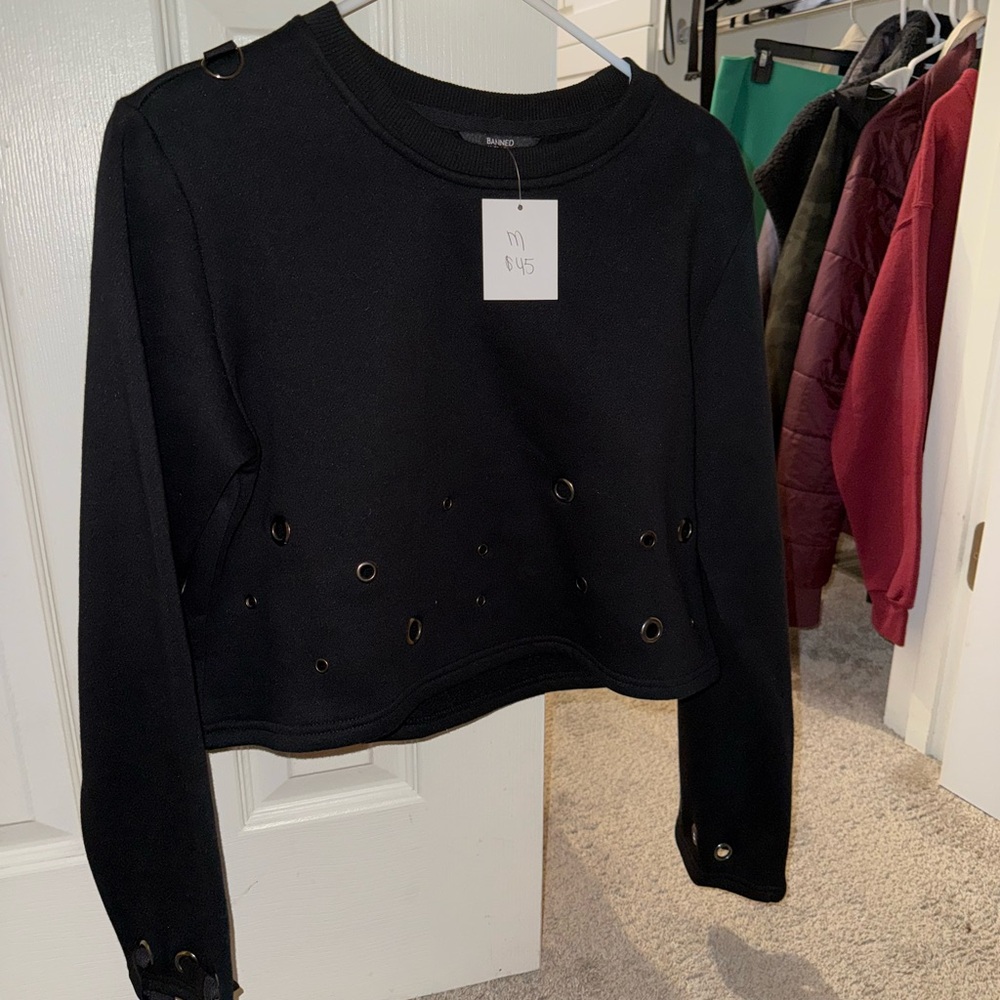 Black Grommet Detail Women's Top